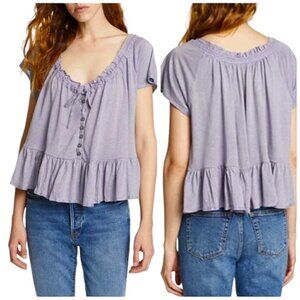 FREE PEOPLE Lilac Charlie Babydoll Tee, Size XS - NWT